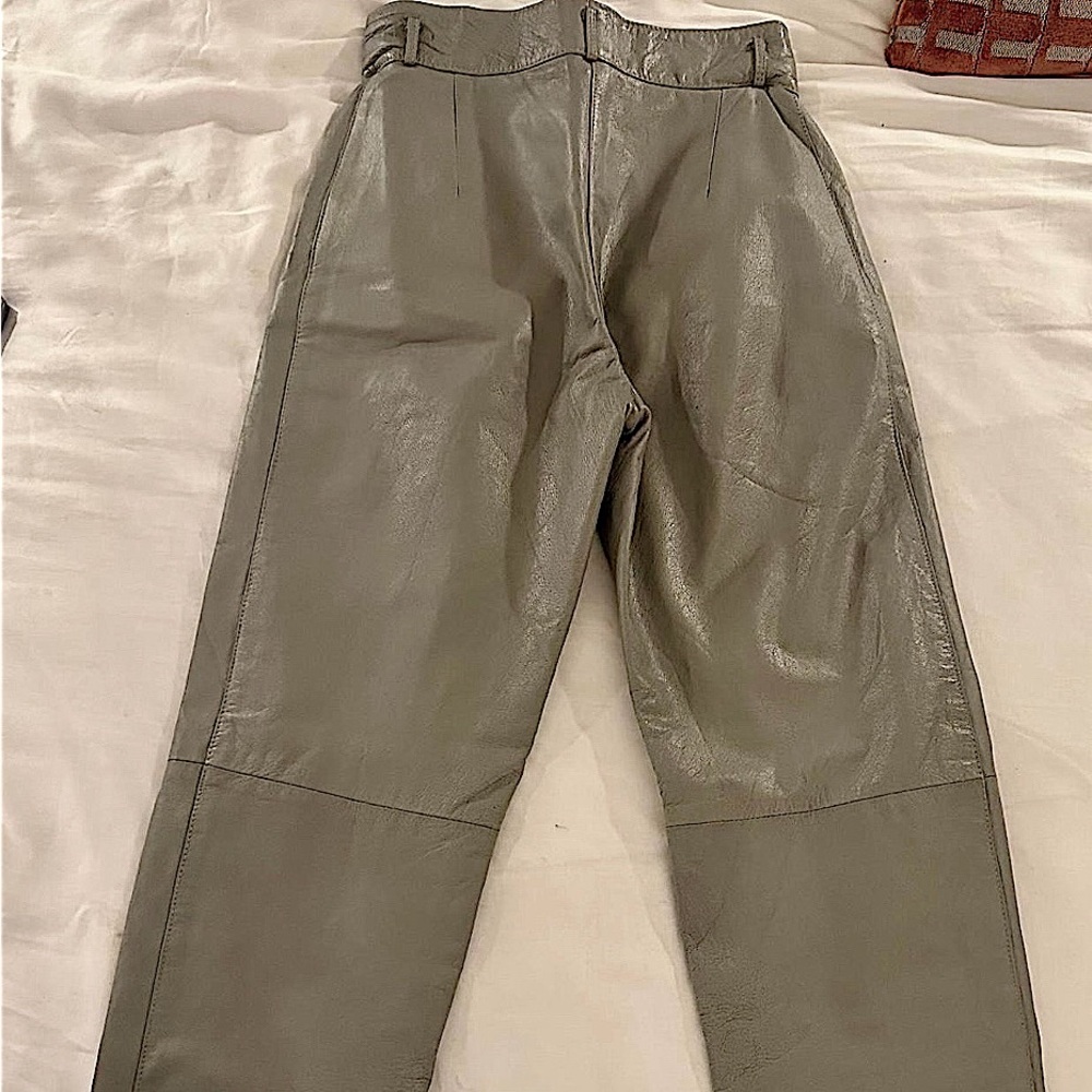Vintage high waist gray echt leder leather pants euro sz 40, U.S 4 straight cut